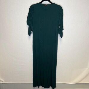 Jackie O Womens Dark Green Ruched Sleeve Maxi Dress Size Small Loungewear